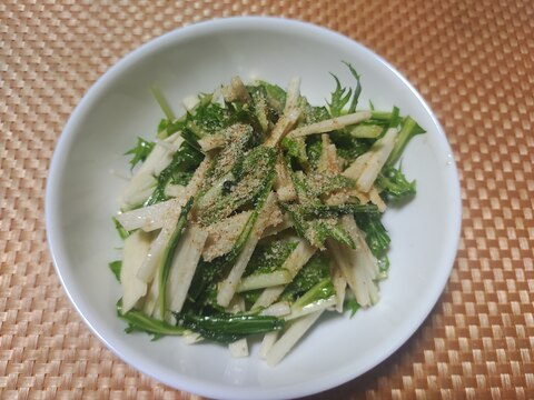 水菜と長芋の中華風和え